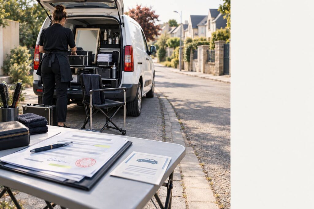 Illustration éditoriale du sujet : Coiffeur à domicile : quelles assurances sont réellement dues