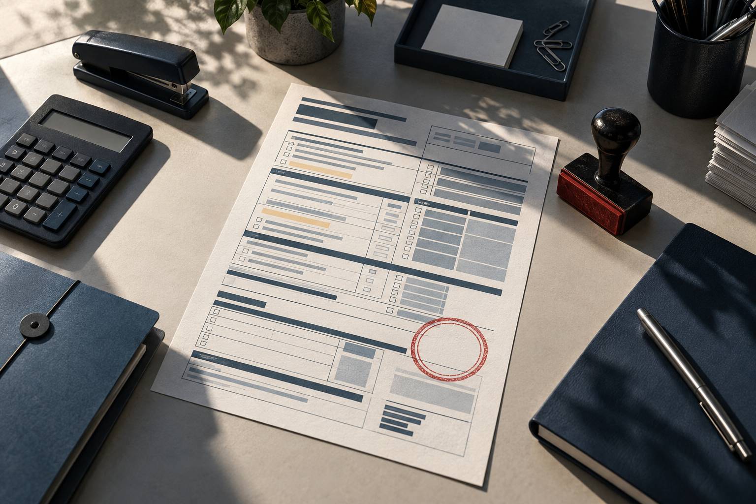 Formulaire d'assurance obligatoire surligné sur un bureau